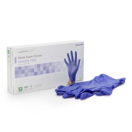 Mckesson Confirderm 3.0, Disposable Gloves, Nitrile, Powder-Free, M, 100 PK, Dark Blue 14-6N34EC